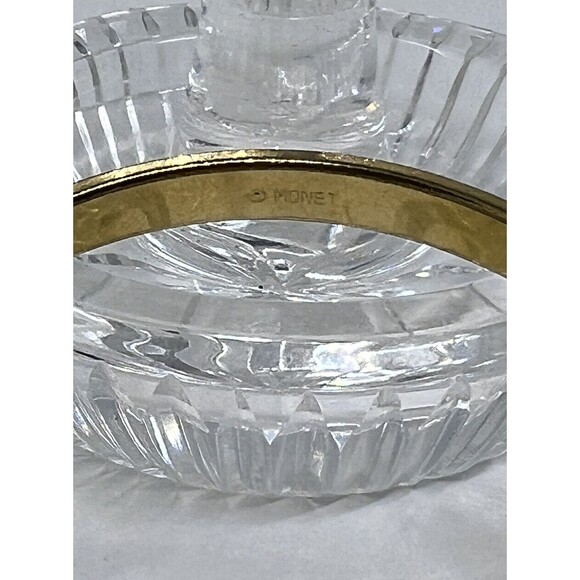 Vintage Monet Signed Textured Gold Tone Etched Bangle Bracelet - Picture 6 of 6